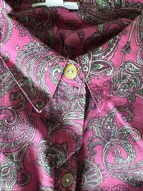 J. Jill Pink & Black Paisley Button-Down Shirt – Size Large